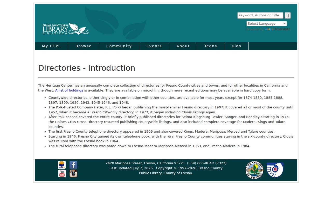 Sanger city directory historical publisher and coverage guide