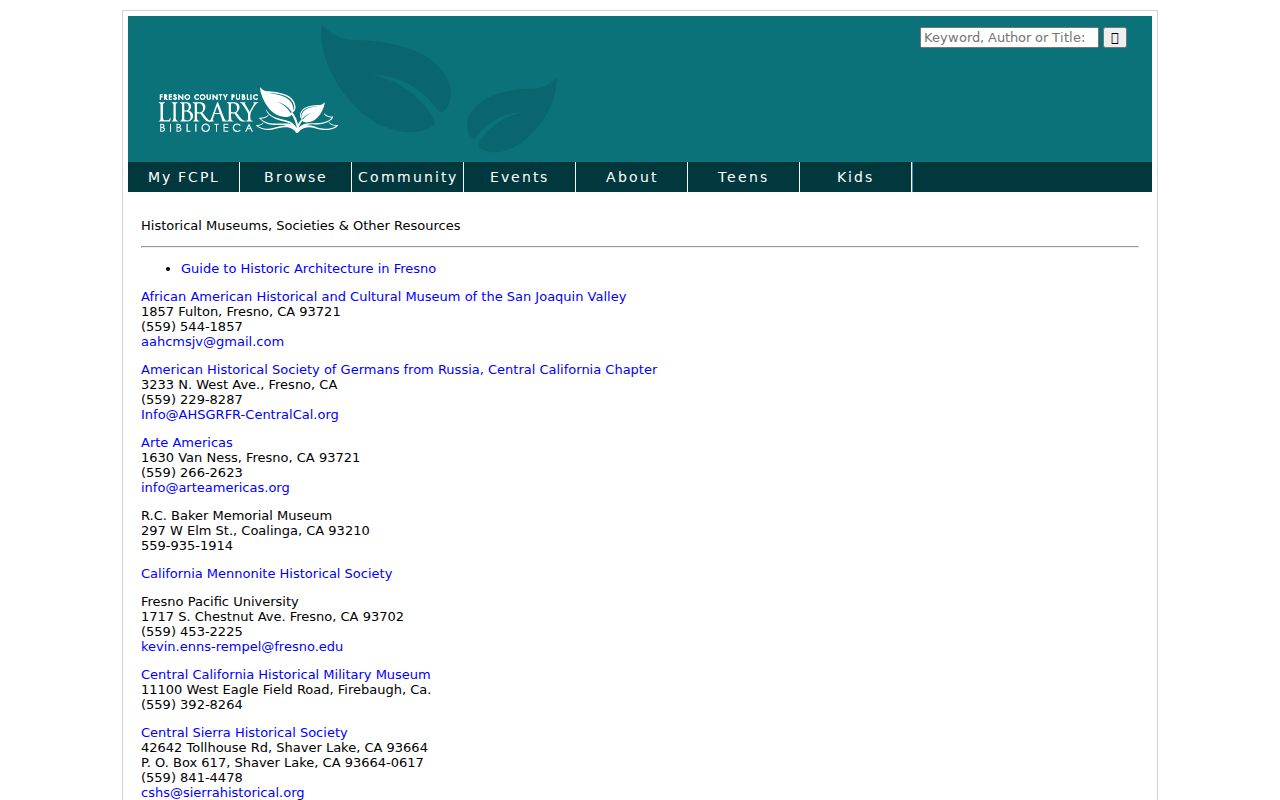 Sanger previous residents local history archive directory