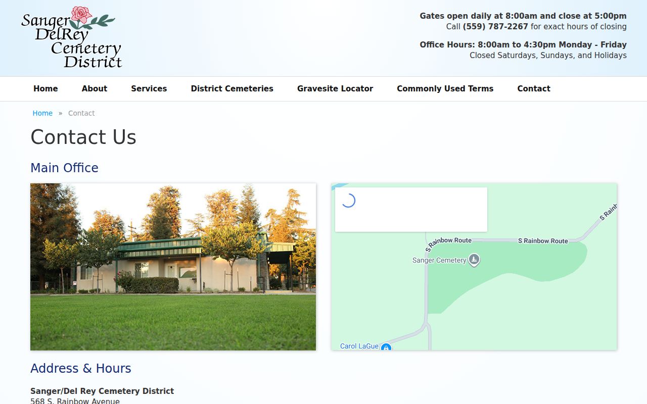 Sanger previous residents cemetery records contact page