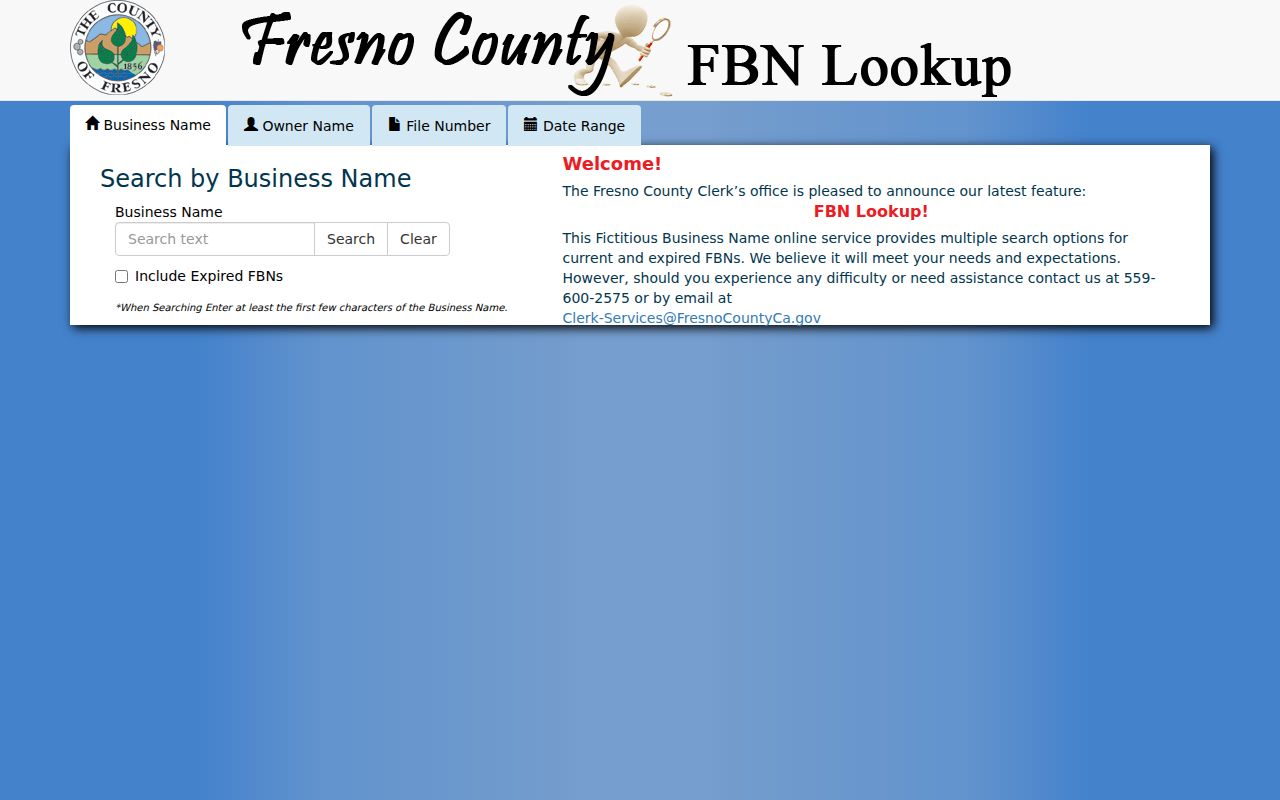 Sanger resident lookup view of Fresno fictitious business name search